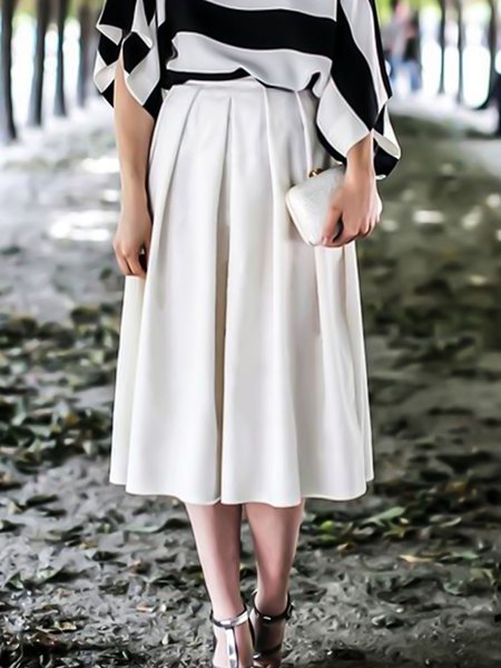 

Loosen Simple Long Skirt, White, Maxi Skirts