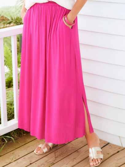 

Loosen Solid Pants, Rose red, Pants