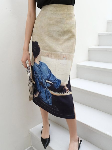 

Midi Daily Simple People Long Skirt, As picture, Maxi Skirts