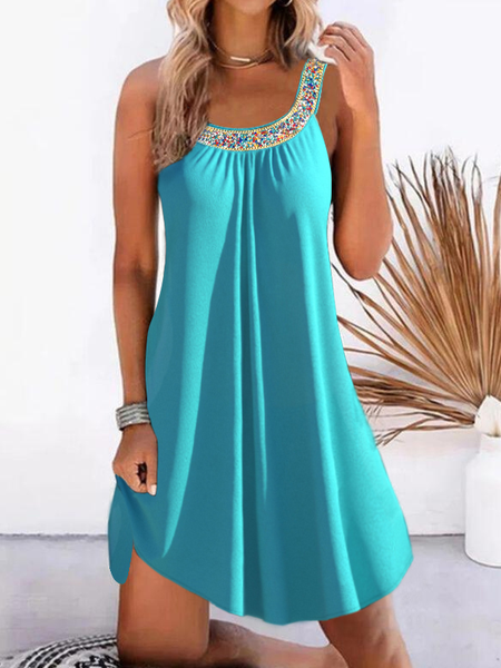 

Casual Loosen Sleeveless Knitting Dresses, Blue, Dresses