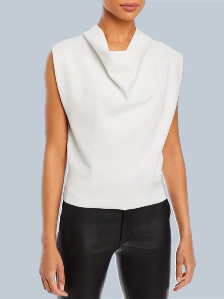 

Plain Regular Fit Simple Knit, White, Tunics