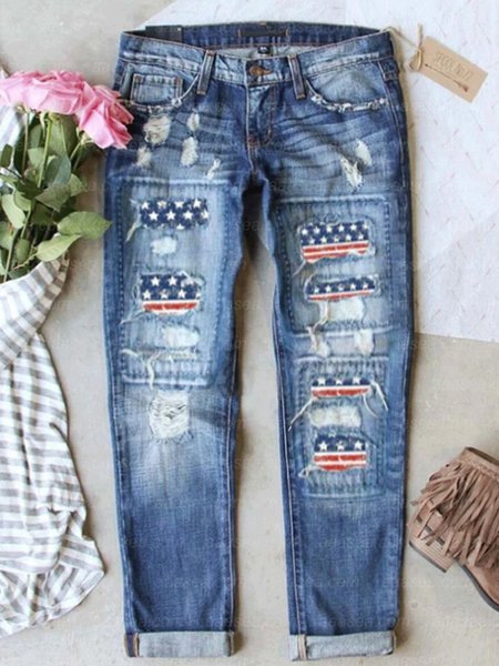 

Flag Pockets Regular Fit Jeans, Blue, Jeans