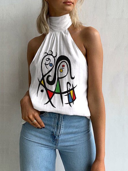 

Abstract Casual Woven, White, Tunics