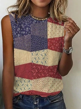 

Crew Neck Geometric Knit, Multicolor, Tanks & Camis