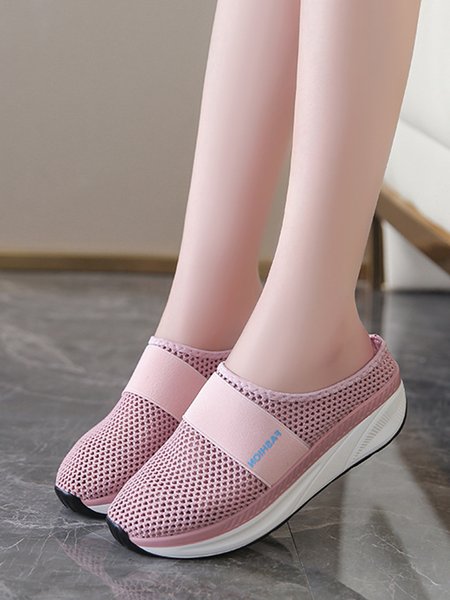 

JFN Breathable Mesh Toe Mid Heel Women's Shake Platform Sandal Sneakers, Pink, Sneakers