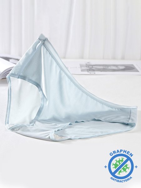 

JFN Ice Silk Antibacterial Mid Waist Women's Briefs, Light blue, Panties