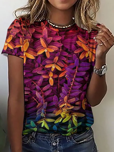 

Womens Abstract print Casual Short Sleeve T-Shirt, As picture, T-shirts