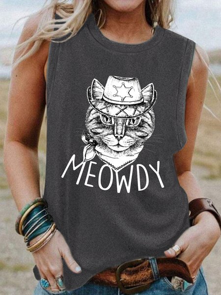 

Normal Meow Taxan Meowdy Funny Top, Gray, Tank Tops