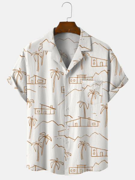 

Cotton and Linen Style Botanical Floral Print Cozy Linen Shirt, As picture, Shirts ＆ Blouse