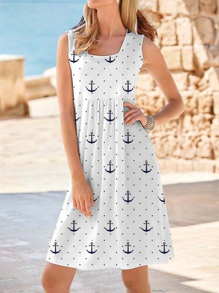 

Regular Fit Square Neck Sleeveless Knitting Dresses, White, Mini Dresses