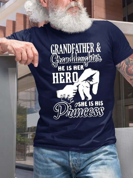 

Grandfather & Granddaughter Funny Crew Neck T-shirt, Purplish blue, T-shirts
