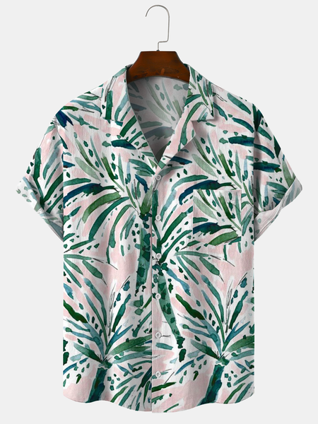 

Cotton and Linen Style Botanical Floral Print Cozy Linen Shirt, As picture, Shirts ＆ Blouse