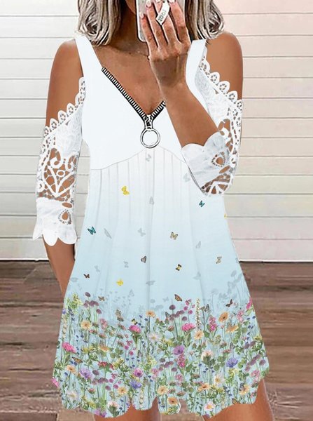 

Basics Short Sleeve Knit Dress, Blue, Dresses
