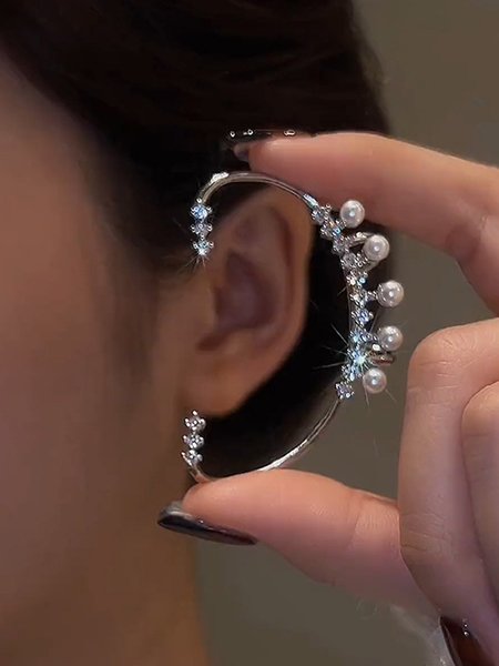

JFN Zircon Pearl Diamond Ear Cuff, Color2, Earrings
