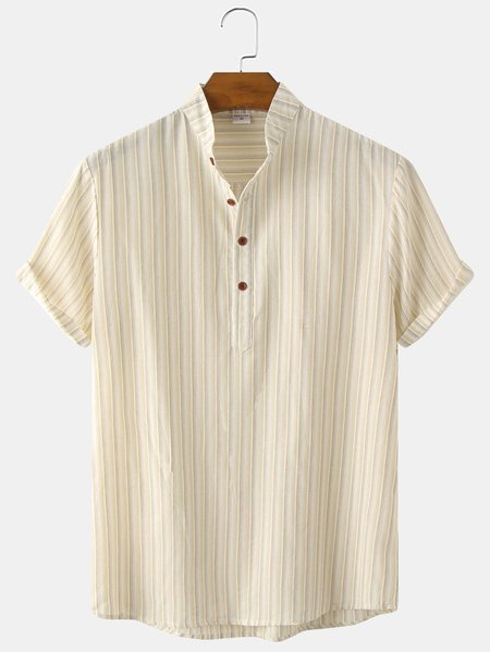 

Casual Cotton Blends Short Sleeve Shirt, Khaki, Shirts ＆ Blouse