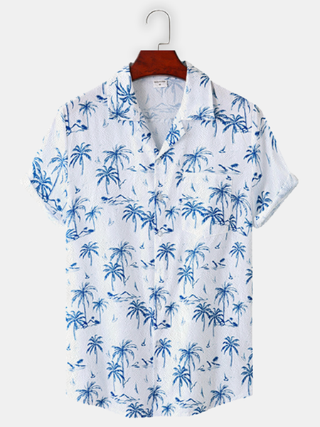 

Cotton Linen Style Botanical Floral Lapel Cozy Linen Shirt, As picture, Shirts ＆ Blouse