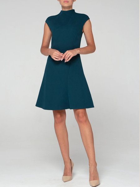 

Ruched Stand Collar Knit Dress, Dark green, Maxi Dresses