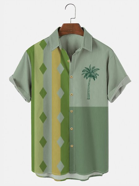 

Cotton Linen Hawaiian Casual Shorts, As picture, Men's Floral shirt