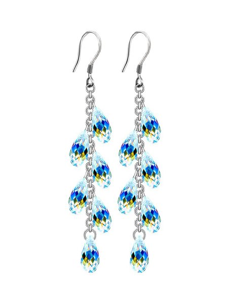 

AB Color Long Waterdrop Tassel Earrings Dresses Jewel, Multicolor, Earrings