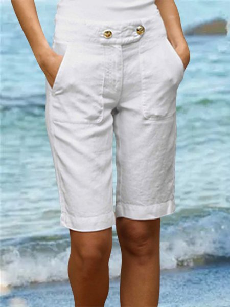 

Cotton Casual Solid Shorts, White, Shorts