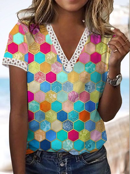 

Casual Regular Fit Short Sleeve T-Shirt, Multicolor, T-Shirts