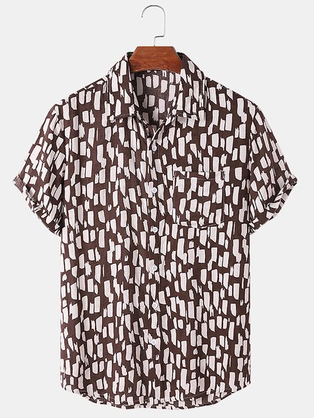 

Short Sleeve Vacation Shirt Collar Short Sleeve Shirt, Brown, Shirts ＆ Blouse