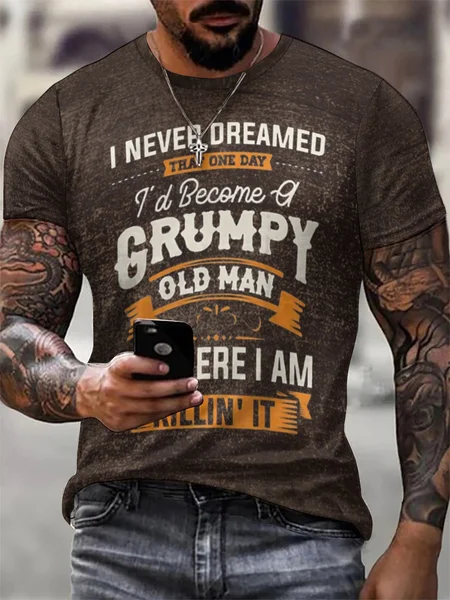 Mens Grumpy Old Man Vintage Short Sleeve Short Sleeve T Shirt