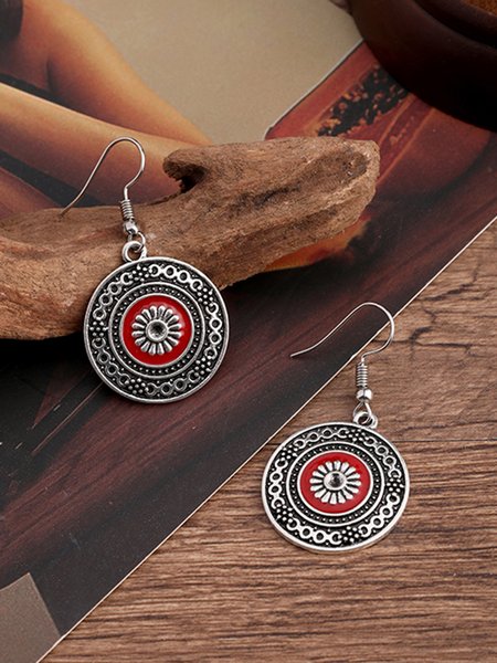 

Vintage Ethnic Pattern Earrings, Silver, Earrings