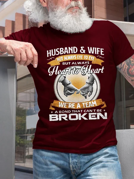

Husband And Wife Heart To Heart Cotton Short Sleeve Short Sleeve T-Shirt, Red, T-shirts