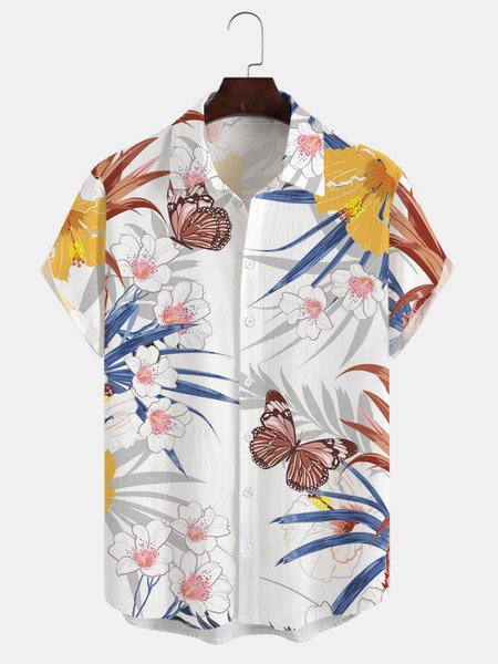 

Cotton Linen Hawaiian Casual Shorts, As picture, Shirts ＆ Blouse