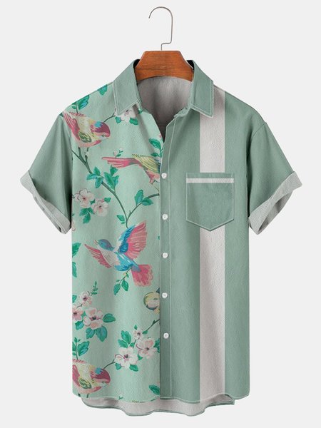 

Cotton Linen Hawaiian Casual Shorts, As picture, Shirts ＆ Blouse