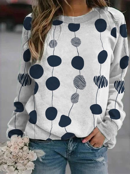 

Casual Polka Dots Loosen Sweatshirts, Blue, Sweatshirts & Hoodies