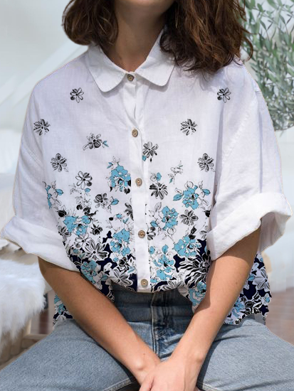 

Loosen Casual Mid Sleeve Blouse, White, Blouses & Shirts