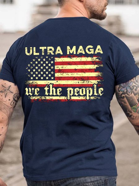 

Funny Ultra Maga Vintage American Flag T-shirt, Purplish blue, T-shirts