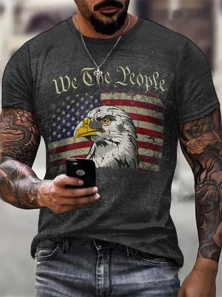 

We Are People America Flag Short Sleeve Short Sleeve T-Shirt, Black, T-shirts