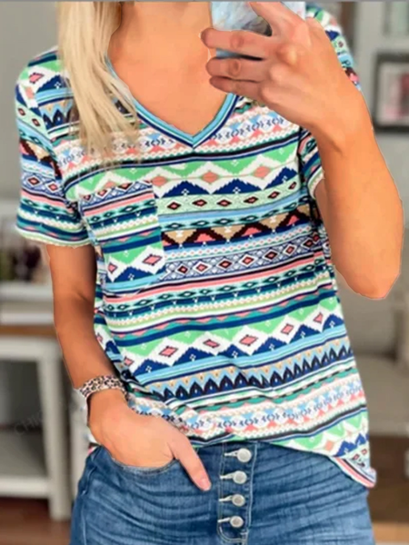 

Loosen Tribal Short Sleeve T-Shirt, Multicolor, T-Shirts