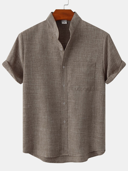

Casual Short Sleeve Short Sleeve Shirt, Khaki, Shirts ＆ Blouse