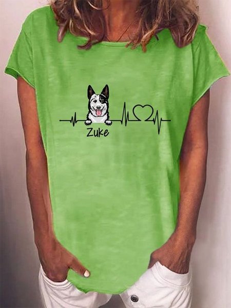 

Regular Fit Cotton Crew Neck Short Sleeve Tops, Green, Tops