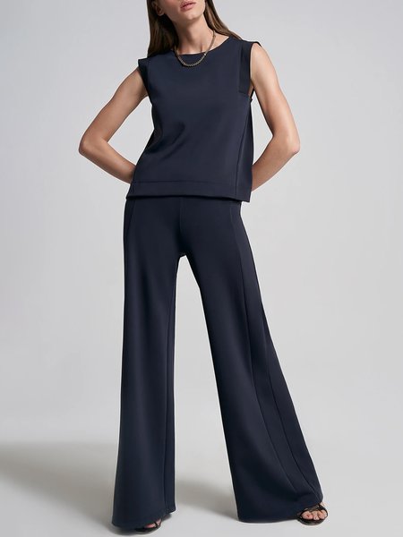 

Simple Two Piece Sets, Purplish blue, Pants Set
