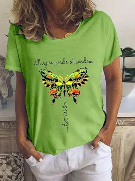 

Crew Neck Loosen Short Sleeve T-Shirt, Green, T-Shirts