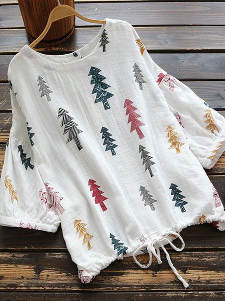 

Geometric Batwing Regular Fit Simple Short Sleeve Tops, White, Tunics