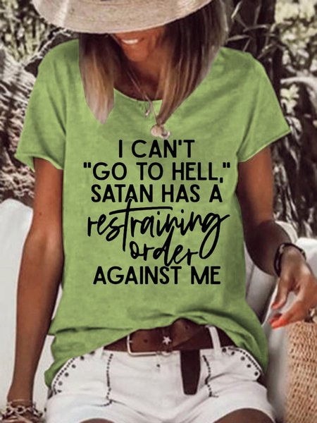 

I Can't Go To Hell Loosen Short Sleeve T-Shirt, Green, T-shirts