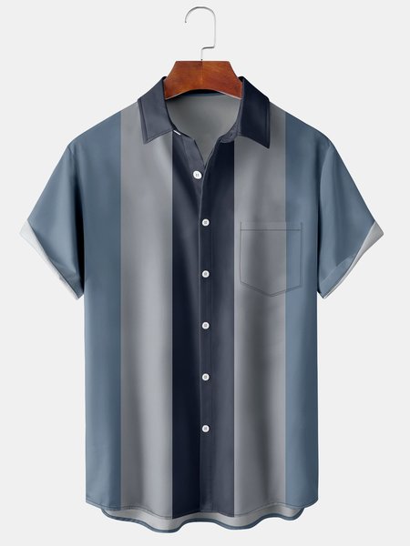 

Men's Geometric Colorblock Print Casual Short Sleeve Hawaiian Shirt, Blue, Men's Floral shirt