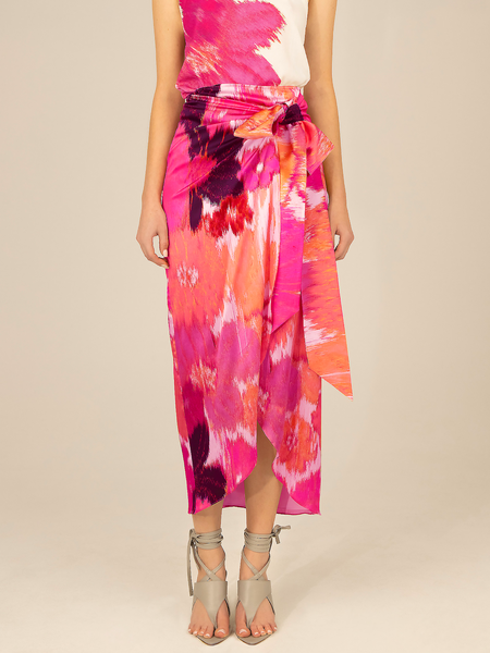 

Summer Lightweight Floral Long Drawstring waist Skirt, Multicolor, Midi Skirts