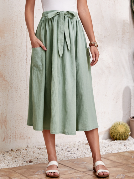 

Casual Loosen Long Skirt, Green, Skirts