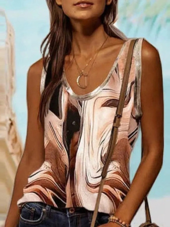 

Abstract Regular Fit Casual Knit Tank & Cami, Multicolor, Tanks & Camis