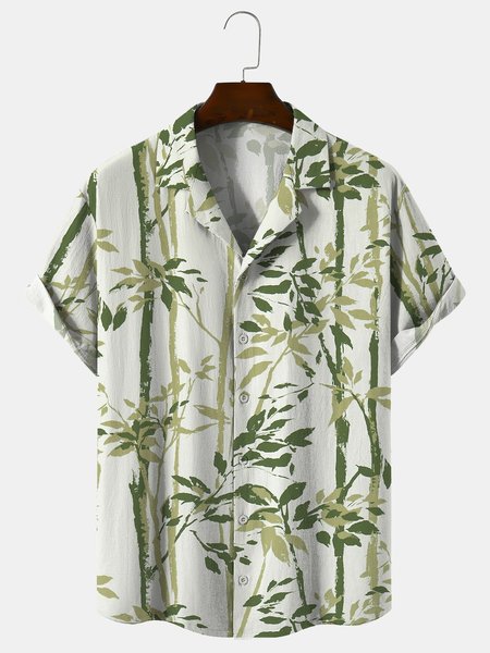 

Cotton Linen Hawaiian Casual Shorts, As picture, Men's Floral shirt