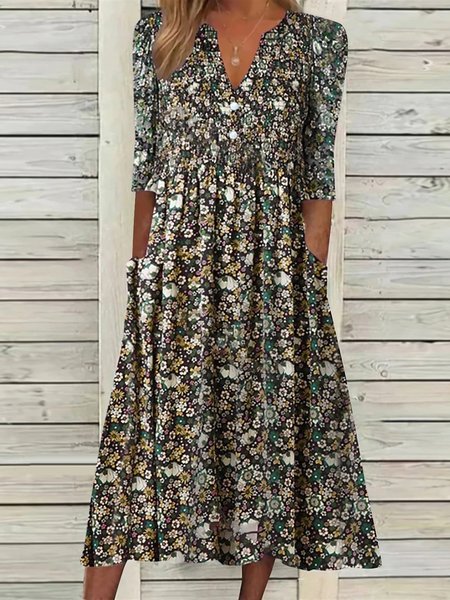 

Casual Short Sleeve Woven Dress, Yellow, Casual Dresses