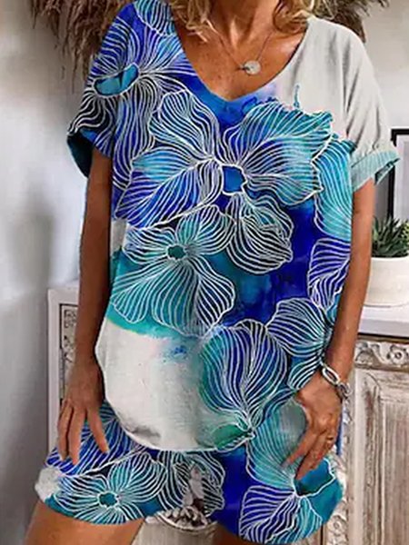 

Crew Neck Vacation Ombre Two Piece Sets, Multicolor, Suit Set