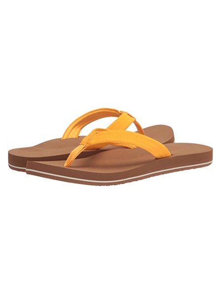 

JFN Solid Color Beach Vacation Flip-Flops, Yellow, Sandals & Slippers